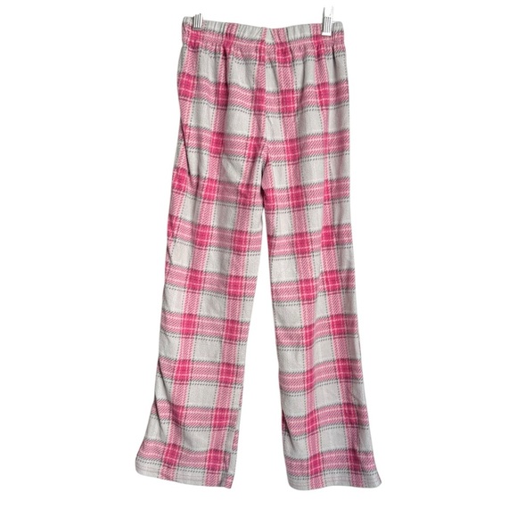 4/$25 Eddie Bauer Girls Pink Plaid 2 Piece Pajama Set Size Medium Fleece Pants - Picture 10 of 11